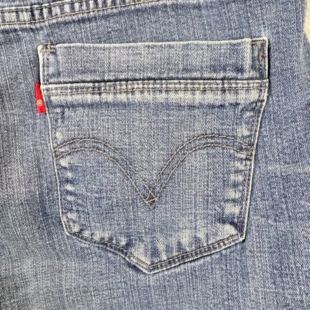 Levis Denim Shorts Womens Size 12 Blue Mid Rise Double Button Stretch R Tag